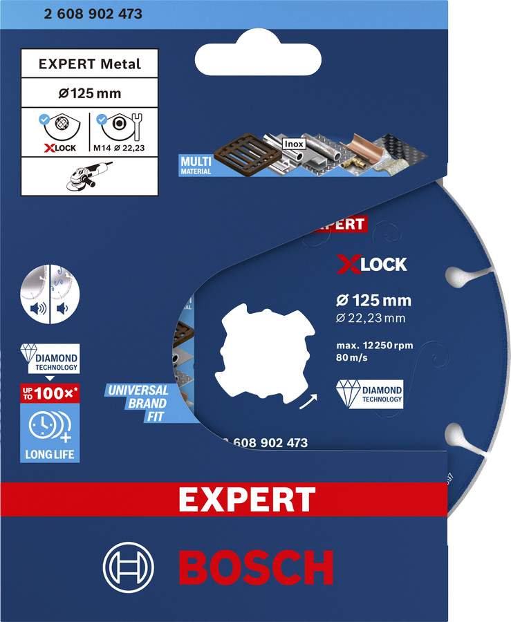 Diamantový řezný kotouč Bosch EXPERT na kov X-LOCK 125 mm.